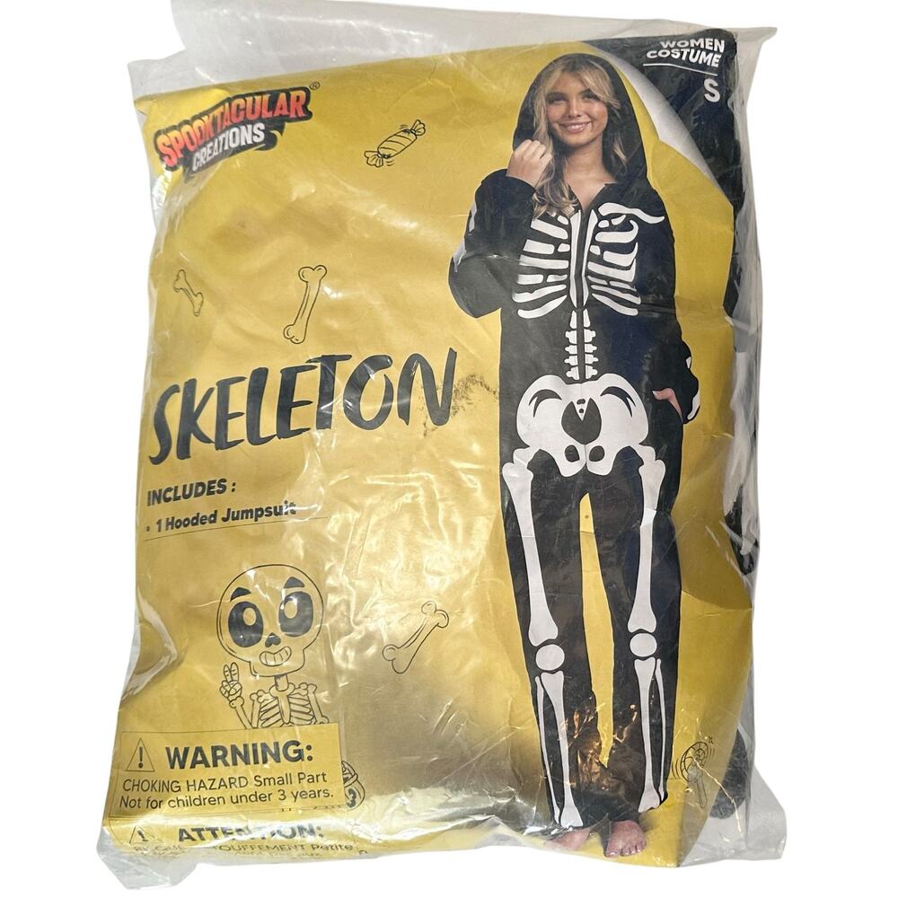 NWT Spooktacular Creations Adult Womens Skeleton Jumpsuit Costume Size S - Picture 2 of 3